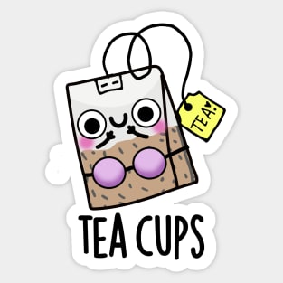 Tea Cups Funny Bra Puns Sticker